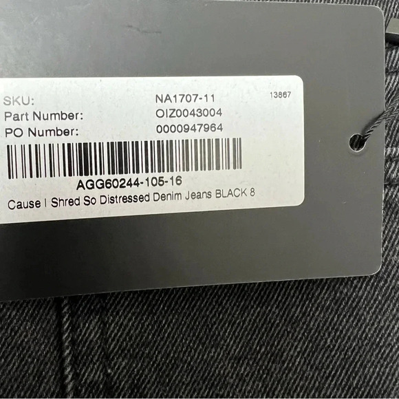 Nasty Gal NWT High Rise Shredded Distressed Faded Black Raw Hem  jeans size us 4 - Picture 6 of 12